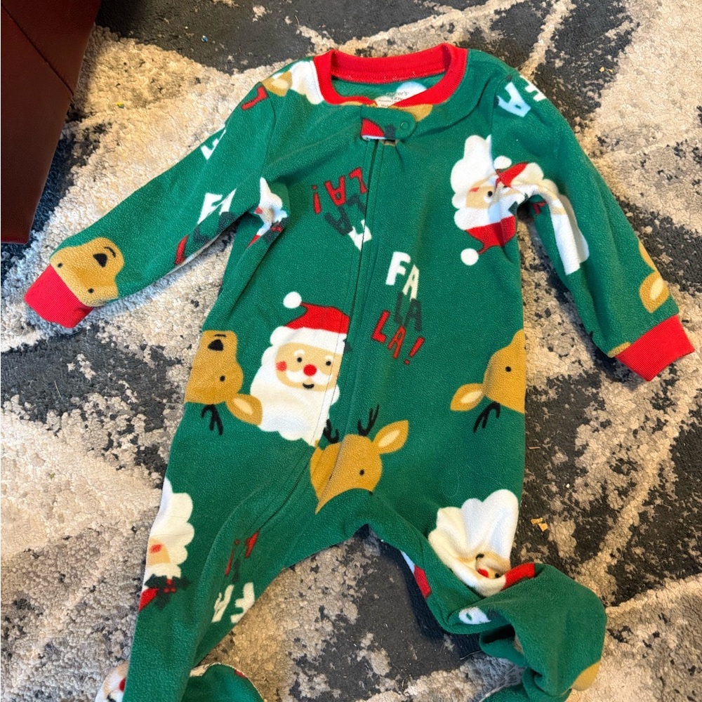 Carter's Green and Red Christmas Footie